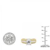 3.75 Carat (ctw) 10K Yellow Gold Emerald Princess & Round Cubic Zirconia CZ Ladies Bridal Engagement Ring