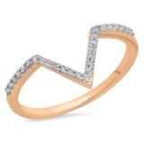 0.15 Carat (ctw) 10K Rose Gold Round White Diamond Wedding Stackable Band Anniversary Guard Chevron Ring