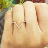 0.15 Carat (ctw) 10K Rose Gold Round White Diamond Wedding Stackable Band Anniversary Guard Chevron Ring