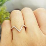 0.15 Carat (ctw) 10K Rose Gold Round White Diamond Wedding Stackable Band Anniversary Guard Chevron Ring