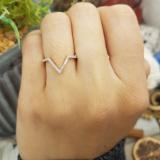 0.15 Carat (ctw) 10K Rose Gold Round White Diamond Wedding Stackable Band Anniversary Guard Chevron Ring