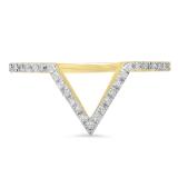 0.15 Carat (ctw) 10K Yellow Gold Round White Diamond Wedding Stackable Band Anniversary Guard Chevron Ring
