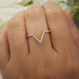 0.15 Carat (ctw) 10K Yellow Gold Round White Diamond Wedding Stackable Band Anniversary Guard Chevron Ring