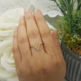 0.15 Carat (ctw) 10K Yellow Gold Round White Diamond Wedding Stackable Band Anniversary Guard Chevron Ring