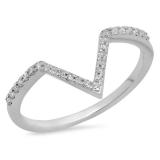 0.15 Carat (ctw) 14K White Gold Round White Diamond Wedding Stackable Band Anniversary Guard Chevron Ring