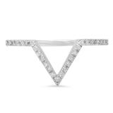 0.15 Carat (ctw) 14K White Gold Round White Diamond Wedding Stackable Band Anniversary Guard Chevron Ring