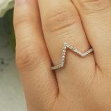0.15 Carat (ctw) 14K White Gold Round White Diamond Wedding Stackable Band Anniversary Guard Chevron Ring
