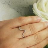 0.15 Carat (ctw) 14K White Gold Round White Diamond Wedding Stackable Band Anniversary Guard Chevron Ring