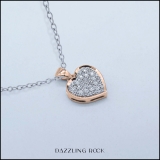 0.04 Carat (ctw) 14K Rose Gold Round White Diamond Ladies Heart Pendant