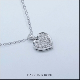 0.04 Carat (ctw) 14K White Gold Round White Diamond Ladies Heart Pendant