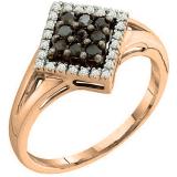 0.30 Carat (ctw) 10K Rose Gold Round Black & White Diamond Ladies Cocktail Right Hand Ring 1/3 CT