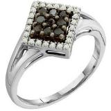 0.30 Carat (ctw) 10K White Gold Round Black & White Diamond Ladies Cocktail Right Hand Ring 1/3 CT