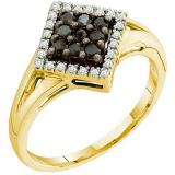 0.30 Carat (ctw) 10K Yellow Gold Round Black & White Diamond Ladies Cocktail Right Hand Ring 1/3 CT