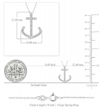 0.10 Carat (ctw) 10K White Gold Round Diamond Ladies Anchor Pendant 1/10 CT (Silver Chain Included)
