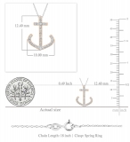 0.10 Carat (ctw) 18K Rose Gold Round Diamond Ladies Anchor Pendant 1/10 CT (Silver Chain Included)