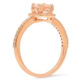 1.05 Carat (ctw) 10K Rose Gold Round Cut Morganite & White Diamond Ladies Halo Bridal Engagement Ring 1 CT