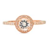 1.05 Carat (ctw) 10K Rose Gold Round Cut Morganite & White Diamond Ladies Halo Bridal Engagement Ring 1 CT