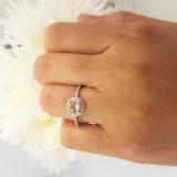 1.05 Carat (ctw) 10K White Gold Round Cut Morganite & White Diamond Ladies Halo Bridal Engagement Ring 1 CT
