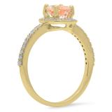 1.05 Carat (ctw) 10K Yellow Gold Round Cut Morganite & White Diamond Ladies Halo Bridal Engagement Ring 1 CT
