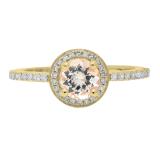 1.05 Carat (ctw) 10K Yellow Gold Round Cut Morganite & White Diamond Ladies Halo Bridal Engagement Ring 1 CT