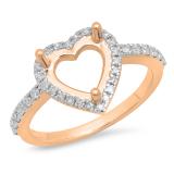 0.30 Carat (ctw) 10K Rose Gold Round Cut White Diamond Ladies Bridal Semi Mount Engagement Ring 1/3 CT