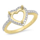 0.30 Carat (ctw) 10K Yellow Gold Round Cut White Diamond Ladies Bridal Semi Mount Engagement Ring 1/3 CT