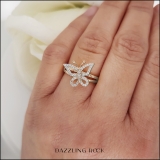 0.20 Carat (ctw) 10K Rose Gold Round White Diamond Cocktail Right Hand Butterfly Ring 1/5 CT