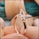 0.20 Carat (ctw) 10K Rose Gold Round White Diamond Cocktail Right Hand Butterfly Ring 1/5 CT