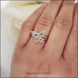 0.20 Carat (ctw) 10K White Gold Round White Diamond Cocktail Right Hand Butterfly Ring 1/5 CT
