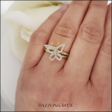0.20 Carat (ctw) 10K Yellow Gold Round White Diamond Cocktail Right Hand Butterfly Ring 1/5 CT
