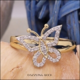 0.20 Carat (ctw) 10K Yellow Gold Round White Diamond Cocktail Right Hand Butterfly Ring 1/5 CT
