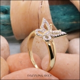 0.20 Carat (ctw) 10K Yellow Gold Round White Diamond Cocktail Right Hand Butterfly Ring 1/5 CT