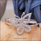 0.20 Carat (ctw) 14K White Gold Round White Diamond Cocktail Right Hand Butterfly Ring 1/5 CT
