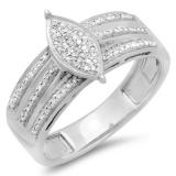 0.22 Carat (ctw) Sterling Silver Round Cut Diamond Ladies Bridal Promise Engagement Ring 1/4 CT