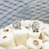 0.20 Carat (ctw) 18K White Gold Round White Diamond Ladies Cluster Style Stud Earrings 1/5 CT