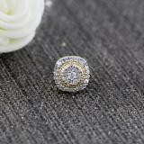 0.15 Carat (ctw) Round White Diamond Cushion Shape Frame Floral Cluster (1Pc) Stud Earring for Women | 10K Yellow Gold