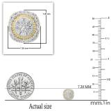 0.15 Carat (ctw) Round White Diamond Cushion Shape Frame Floral Cluster (1Pc) Stud Earring for Women | 10K Yellow Gold
