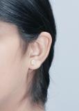 0.30 Carat (ctw) 10K Yellow Gold Real Round Cut White Diamond Ladies Flower Cluster Stud Earrings 1/3 CT