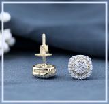 0.30 Carat (ctw) 10K Yellow Gold Real Round Cut White Diamond Ladies Flower Cluster Stud Earrings 1/3 CT