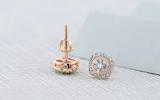 0.30 Carat (ctw) 14K Rose Gold Real Round Cut White Diamond Ladies Flower Cluster Stud Earrings 1/3 CT