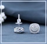 0.30 Carat (ctw) 18K White Gold Real Round Cut White Diamond Ladies Flower Cluster Stud Earrings 1/3 CT