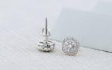 0.30 Carat (ctw) 18K White Gold Real Round Cut White Diamond Ladies Flower Cluster Stud Earrings 1/3 CT