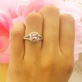 1.05 Carat (ctw) 10K Rose Gold Cushion Cut Morganite & Round Cut White Diamond Ladies Bridal Split Shank Halo Style Engagement Ring 1 CT