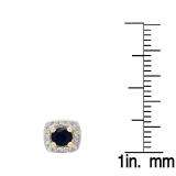0.40 Carat (ctw) 10K Yellow Gold Round Cut Blue Sapphire & White Diamond Ladies Halo Stud Earrings