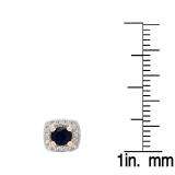 0.40 Carat (ctw) 18K Rose Gold Round Cut Blue Sapphire & White Diamond Ladies Halo Stud Earrings