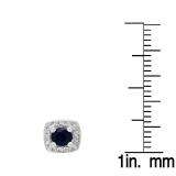 0.40 Carat (ctw) 18K White Gold Round Cut Blue Sapphire & White Diamond Ladies Halo Stud Earrings
