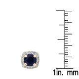 1.60 Carat (ctw) 18K Rose Gold Round Cut Blue Sapphire & White Diamond Ladies Halo Stud Earrings
