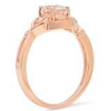 0.80 Carat (ctw) 10K Rose Gold Oval Cut Morganite & Round Cut White Diamond Ladies Bridal Halo Engagement Ring 3/4 CT