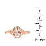 0.80 Carat (ctw) 10K Rose Gold Oval Cut Morganite & Round Cut White Diamond Ladies Bridal Halo Engagement Ring 3/4 CT