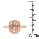 1.65 Carat (ctw) 18K Rose Gold Round Cut Morganite & White Diamond Ladies Halo Style Bridal Engagement Ring